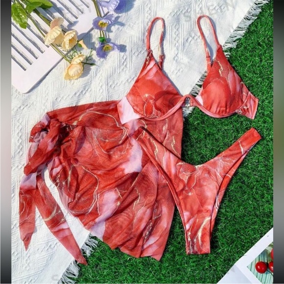 SHEIN- Marble Print Bikini Set - Picture 2 of 4